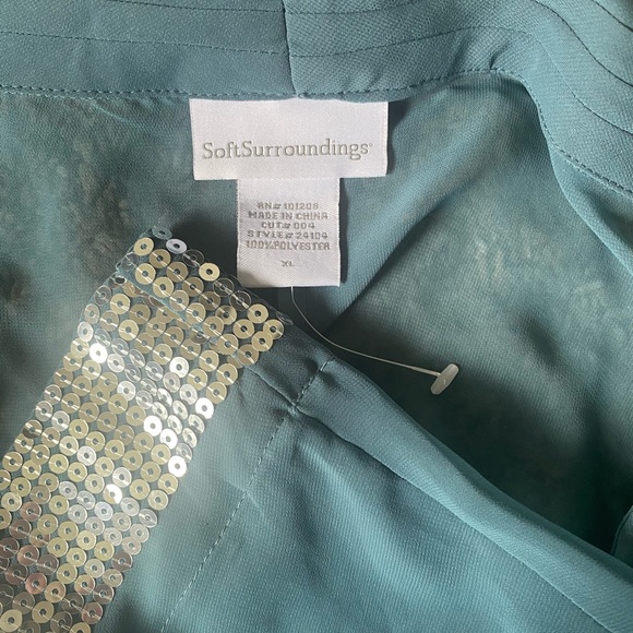3/$35 Soft Surroundings Sequin Sleeve  Sheer Cardigan - Picture 11 of 11